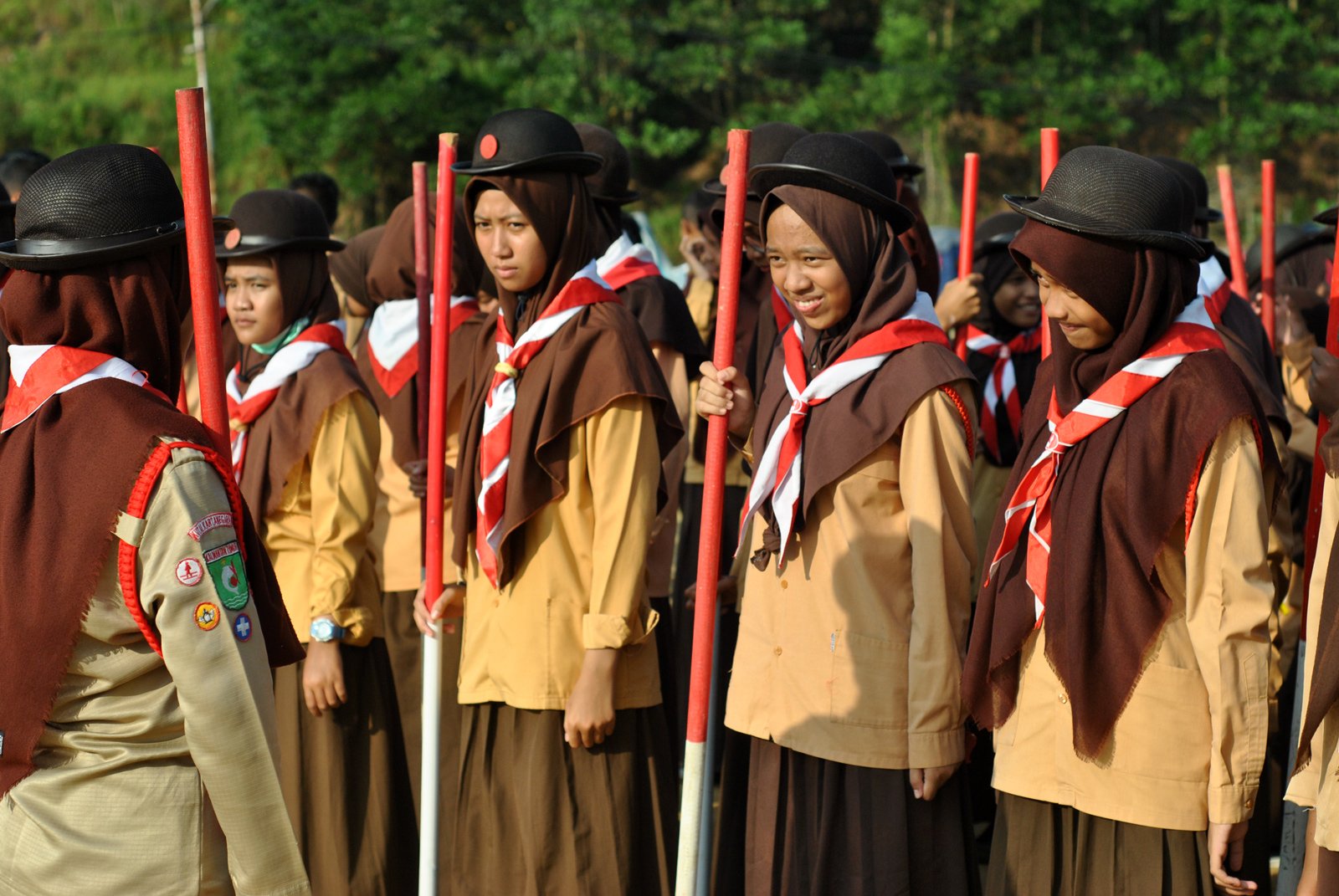 Peserta Penggalang, Penegak, maupun Pandega dalam Jambore Pramuka SAKO SPN di Bumi Perkemahan Lapangan Ponpes Bairuha, Rabu (26/12). Foto: LINES