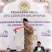 Ketua KPU Balikpapan Noor Thoha saat sosialisasi surat suara Pemilu 2024 kepada warga LDII di Masjid Luhur Bairuha Balikpapan, Minggu (14/1/2024). Foto: LINES